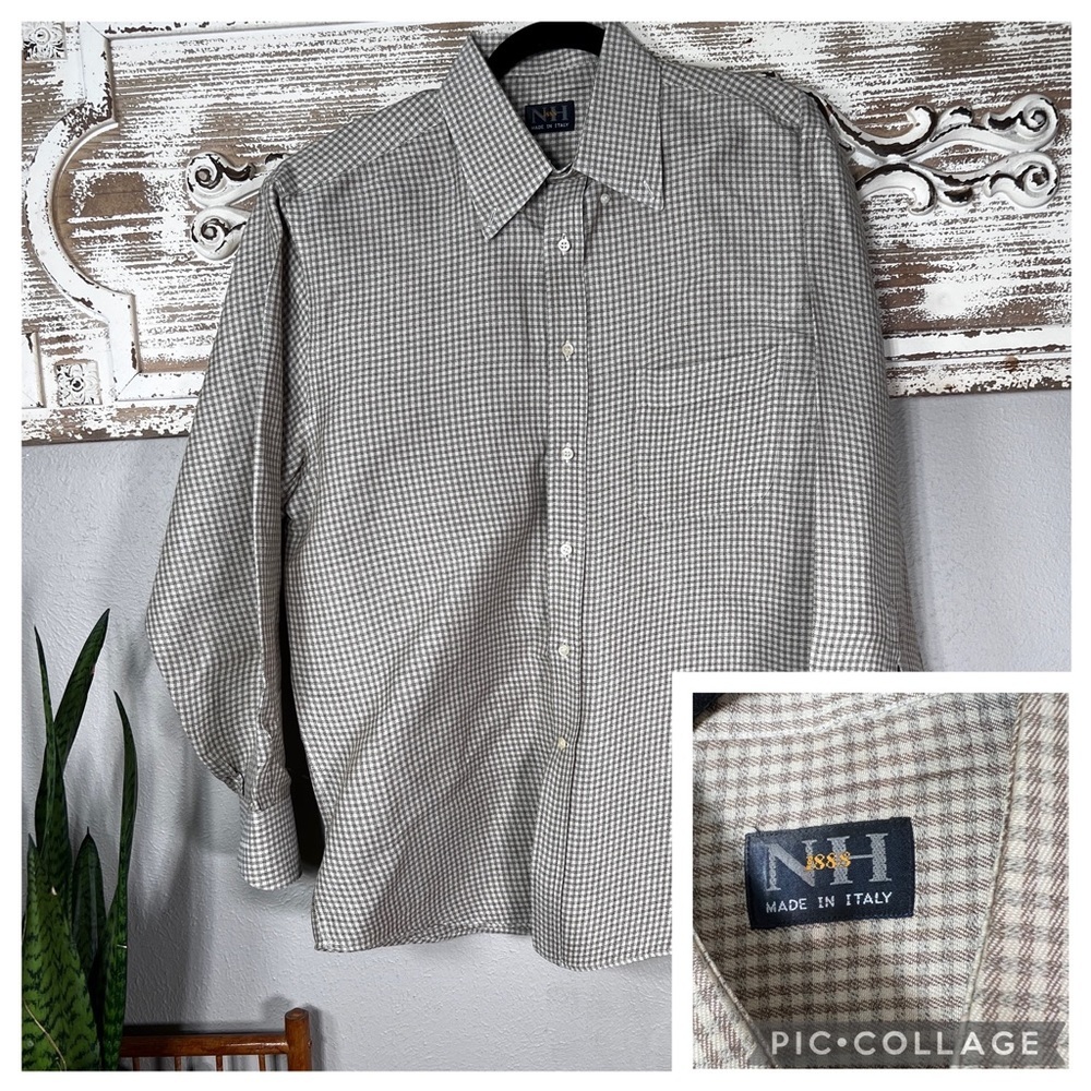1888‎ NH Nick Hilton plaid button down shirt size Large